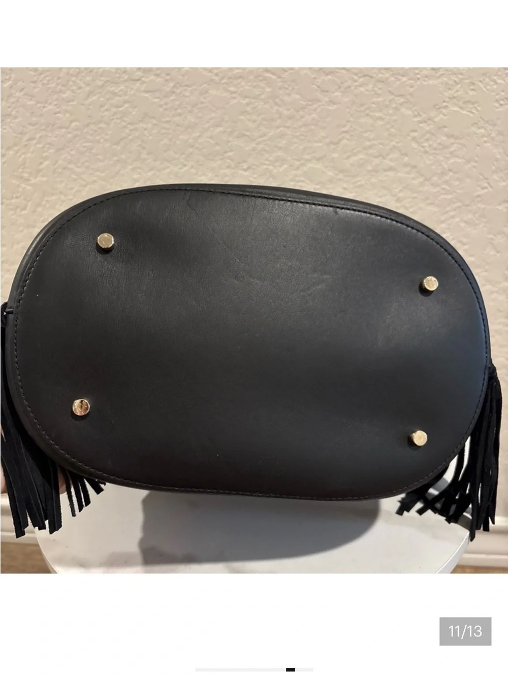 Kate Spade Black Leather Fringe Tote NWT Large Western Boho Bag
